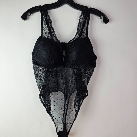 Sophie B Women's Lace‎ Bodysuit Black Sheer Lingerie Teddy Large - Picture 1 of 6